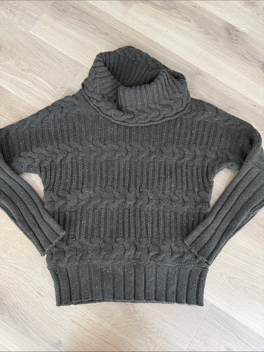 Athleta Chocolate Brown Cable-Knit Turtleneck Sweater